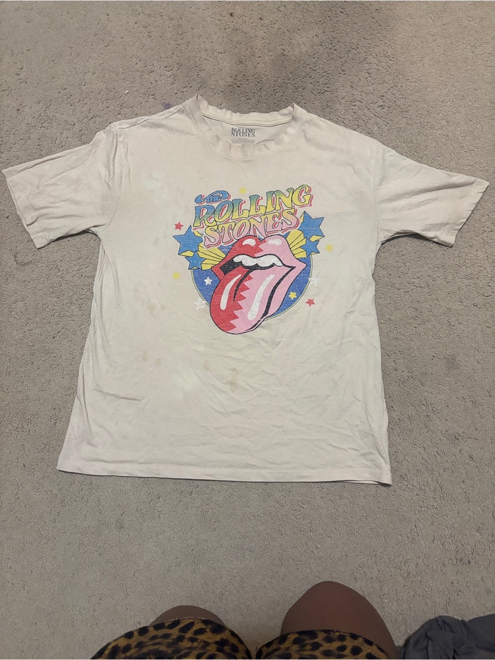 the Rolling Stones White Tee with Multicolor Logo
